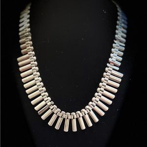 Sterling silver, rectangular-toothed necklace